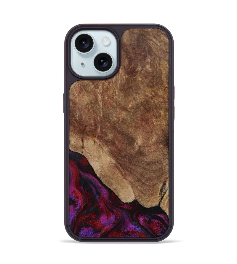 iPhone 15 Wood Phone Case - Dino (Red, 797177)
