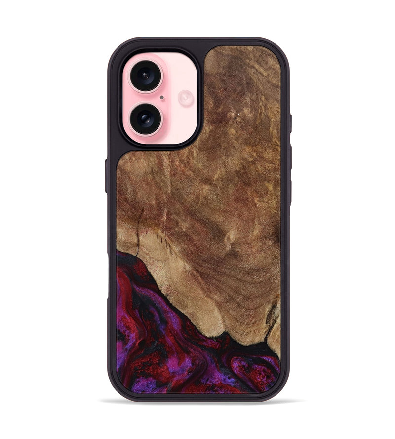 iPhone 16 Wood Phone Case - Dino (Red, 797177)