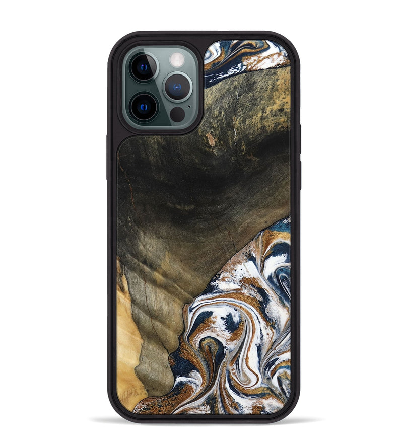 iPhone 12 Pro Max Wood Phone Case - Brisa (Teal & Gold, 797315)