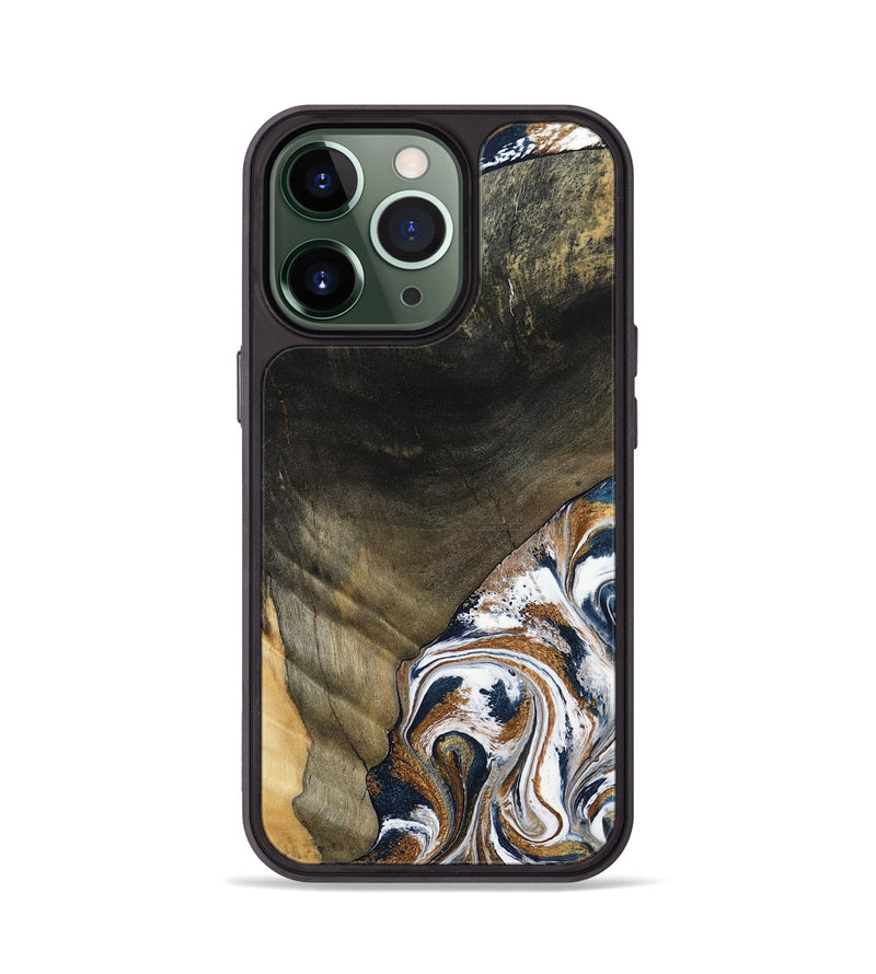 iPhone 13 Pro Wood Phone Case - Brisa (Teal & Gold, 797315)