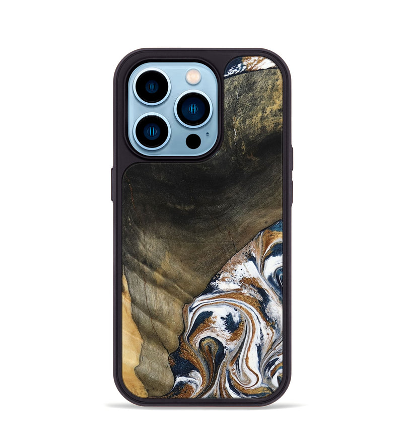 iPhone 14 Pro Wood Phone Case - Brisa (Teal & Gold, 797315)