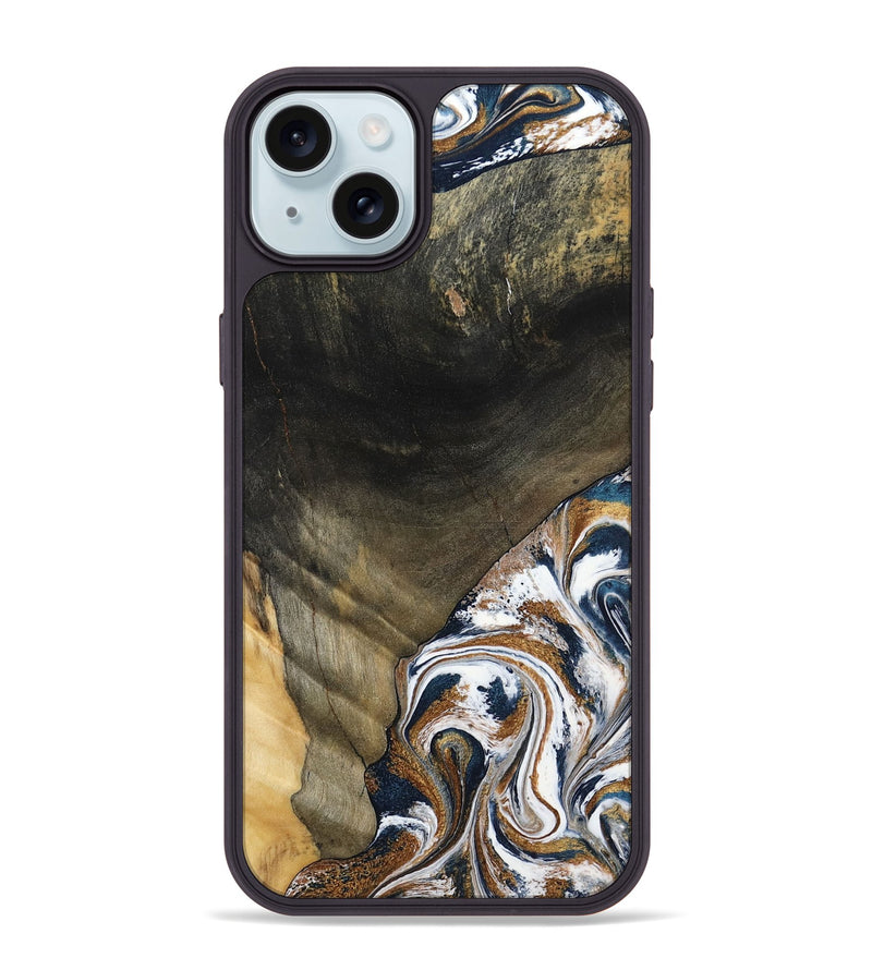 iPhone 15 Plus Wood Phone Case - Brisa (Teal & Gold, 797315)