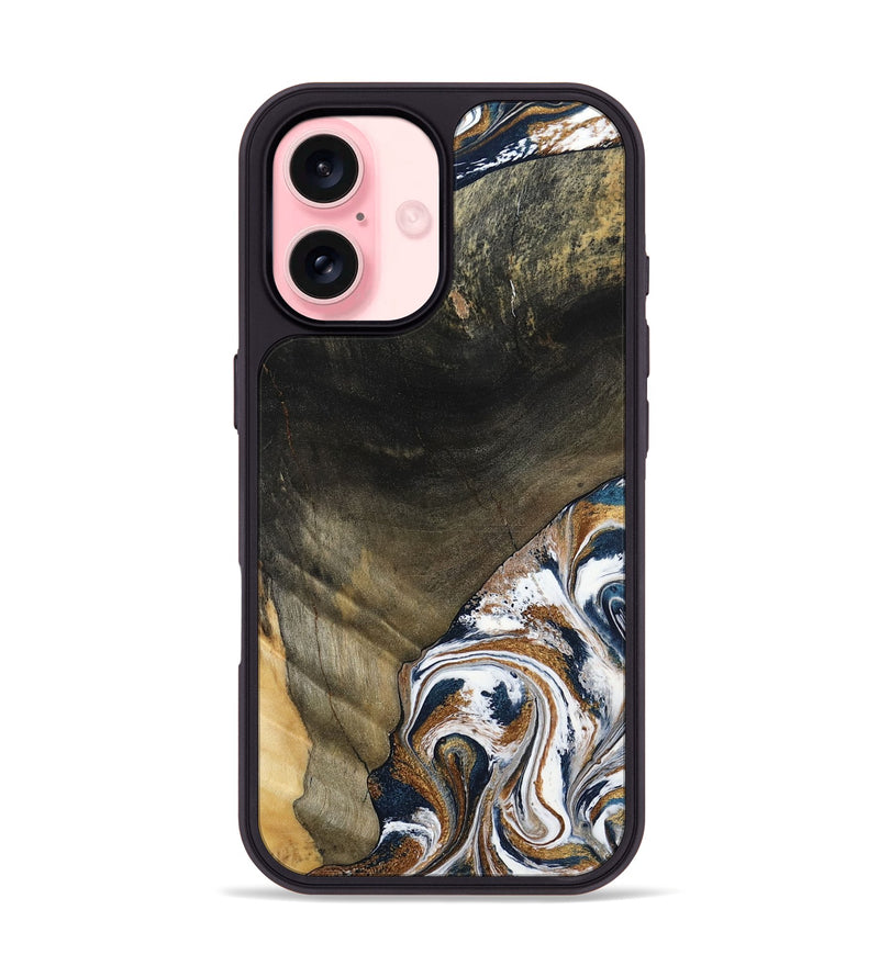 iPhone 16 Wood Phone Case - Brisa (Teal & Gold, 797315)