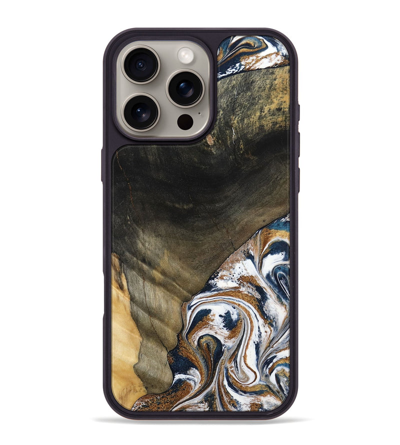 iPhone 16 Pro Max Wood Phone Case - Brisa (Teal & Gold, 797315)