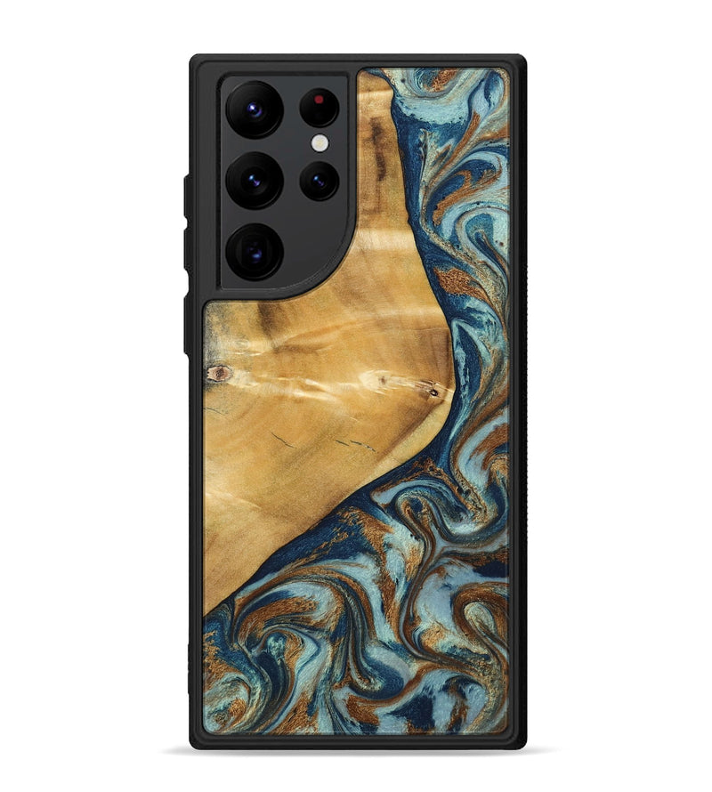 Galaxy S22 Ultra Wood Phone Case - Ephriam (Teal & Gold, 797318)
