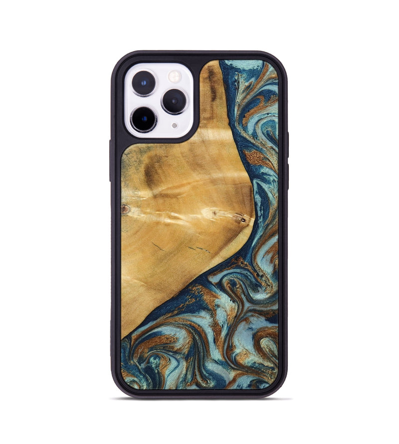 iPhone 11 Pro Wood Phone Case - Ephriam (Teal & Gold, 797318)