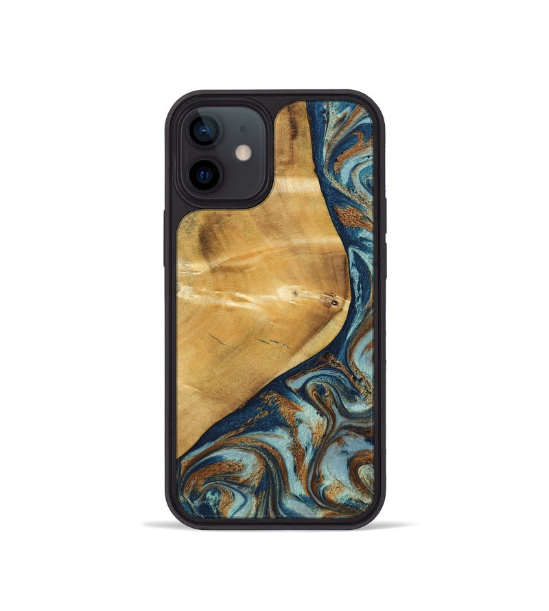 iPhone 12 mini Wood Phone Case - Ephriam (Teal & Gold, 797318)