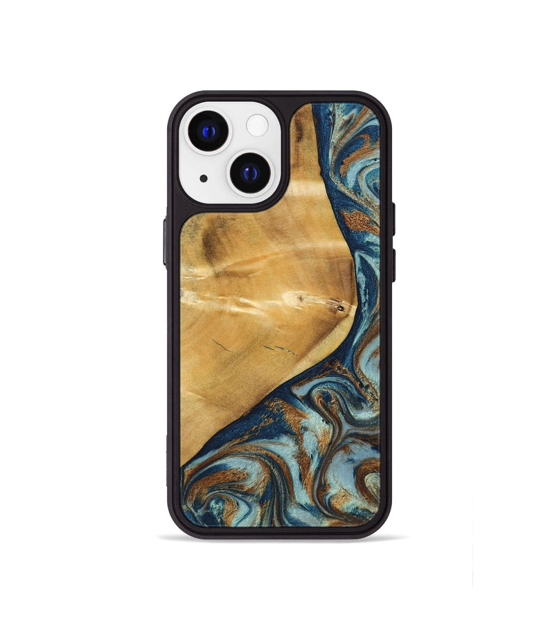 iPhone 13 mini Wood Phone Case - Ephriam (Teal & Gold, 797318)