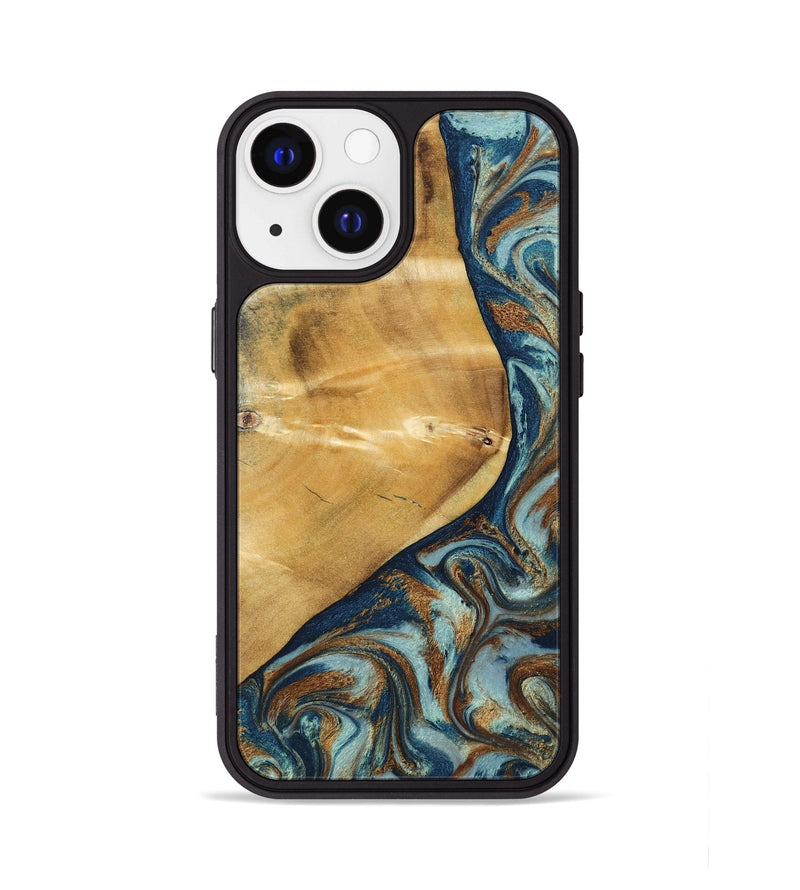 iPhone 13 Wood Phone Case - Ephriam (Teal & Gold, 797318)