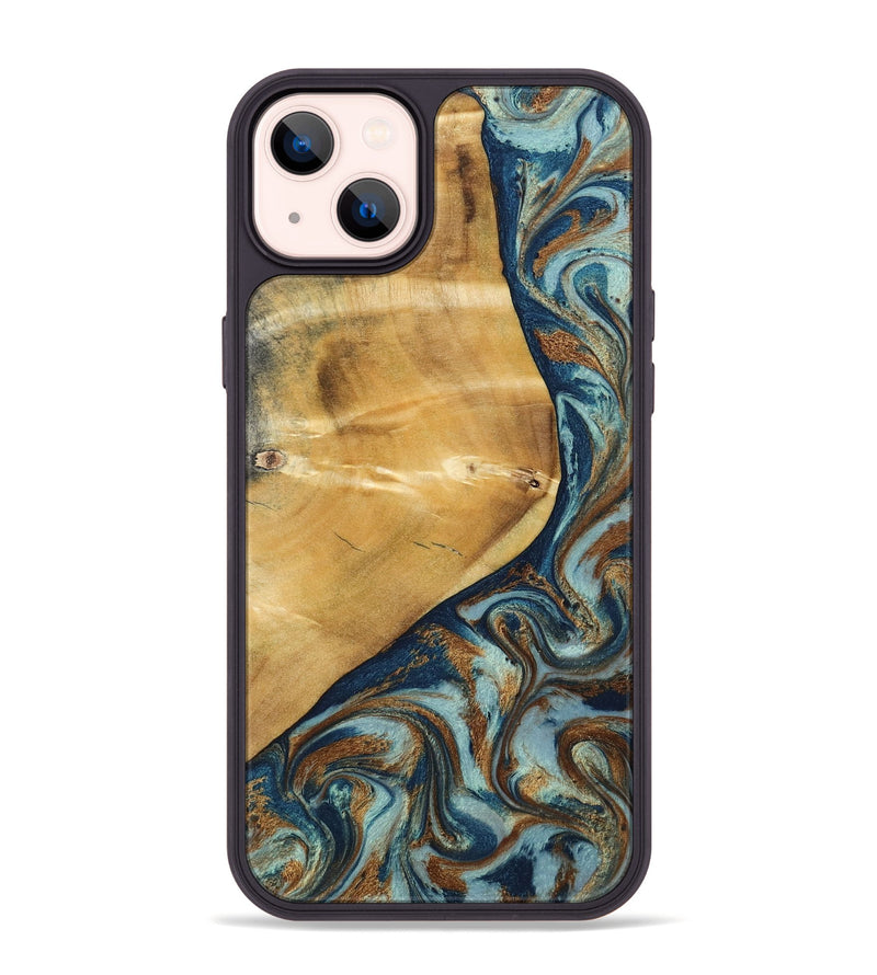iPhone 14 Plus Wood Phone Case - Ephriam (Teal & Gold, 797318)