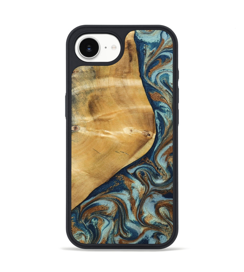 iPhone 16e Wood Phone Case - Ephriam (Teal & Gold, 797318)