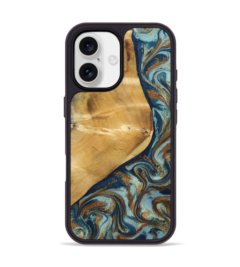 iPhone 17 Wood Phone Case - Ephriam (Teal & Gold, 797318)
