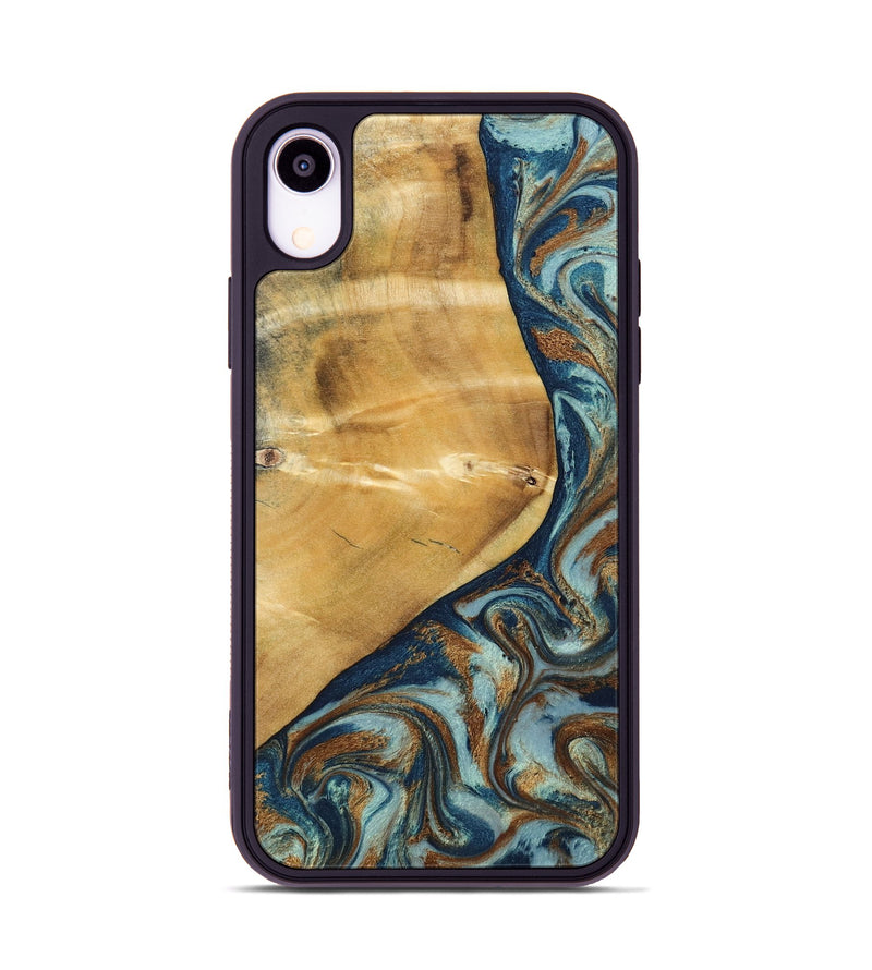 iPhone Xr Wood Phone Case - Ephriam (Teal & Gold, 797318)