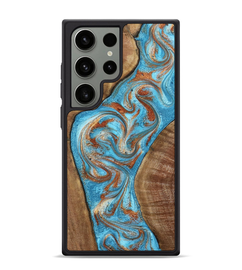 Galaxy S24 Ultra Wood Phone Case - Janay (Teal & Gold, 797321)