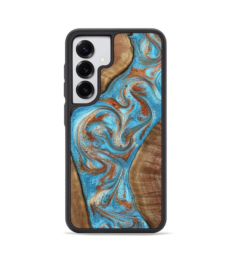 Galaxy S25 Wood Phone Case - Janay (Teal & Gold, 797321)