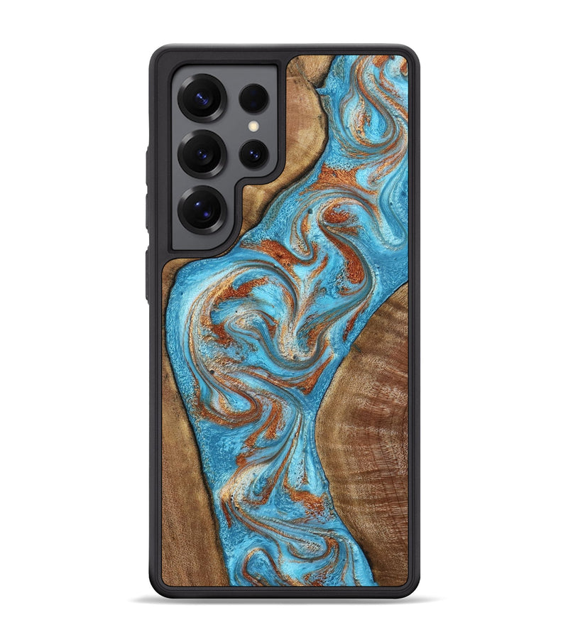 Galaxy S25 Ultra Wood Phone Case - Janay (Teal & Gold, 797321)