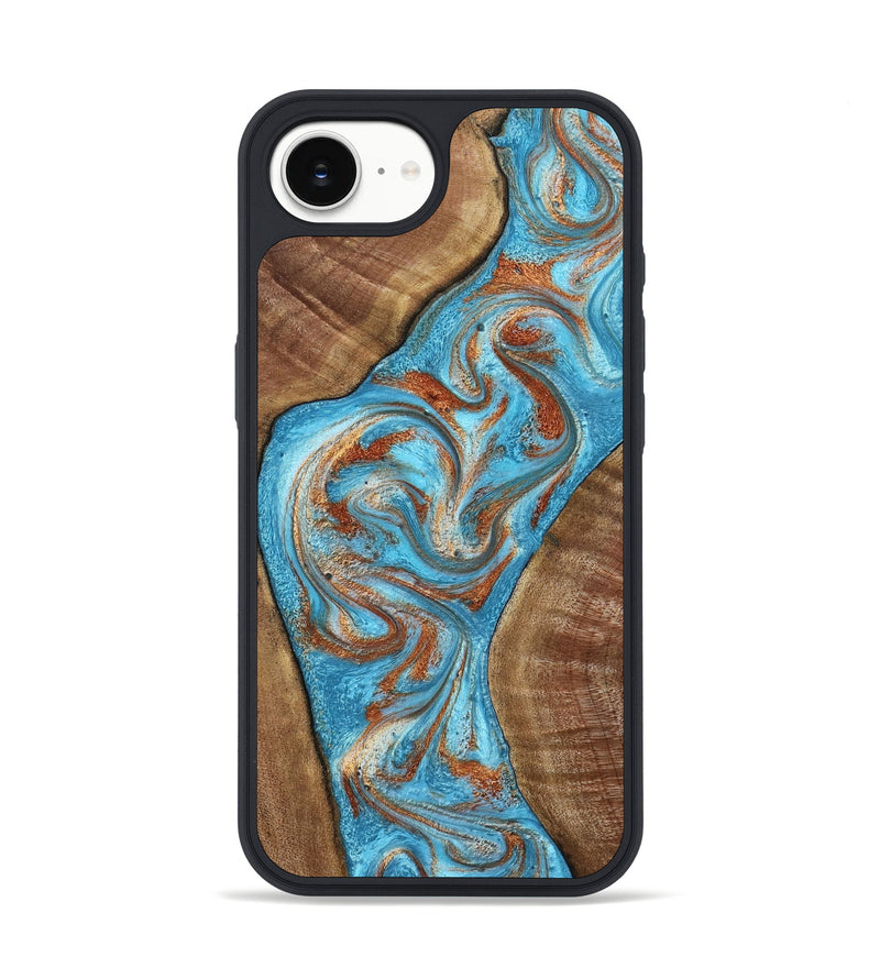 iPhone 16e Wood Phone Case - Janay (Teal & Gold, 797321)