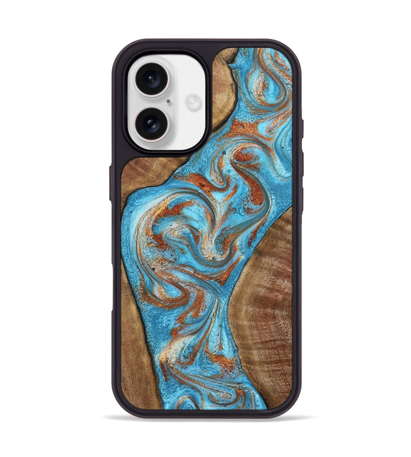iPhone 17 Wood Phone Case - Janay (Teal & Gold, 797321)