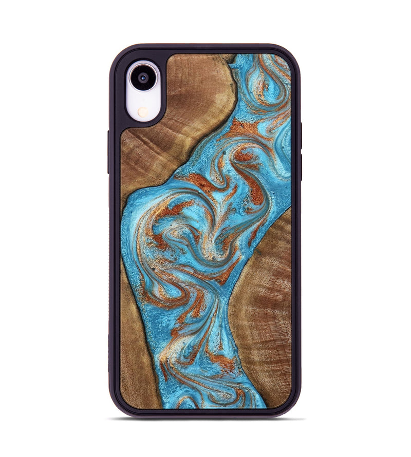iPhone Xr Wood Phone Case - Janay (Teal & Gold, 797321)