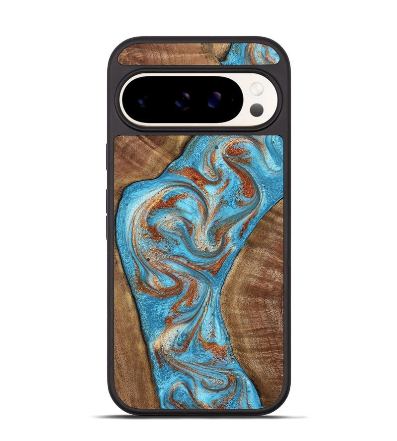 Pixel 9 Pro Wood Phone Case - Janay (Teal & Gold, 797321)