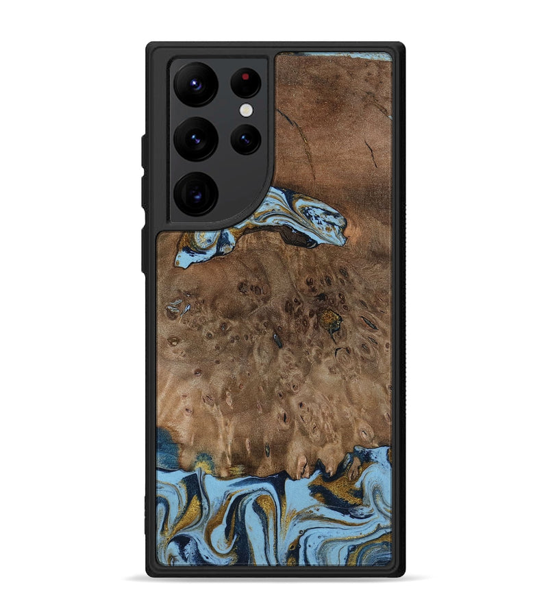 Galaxy S22 Ultra Wood Phone Case - Yamilex (Teal & Gold, 797326)