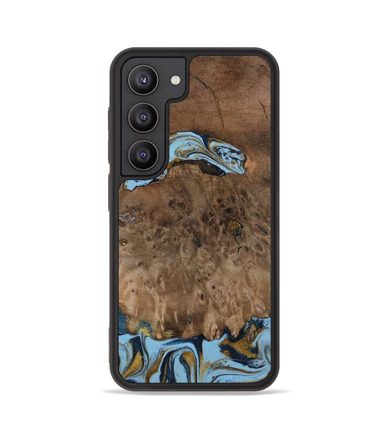 Galaxy S23 Wood Phone Case - Yamilex (Teal & Gold, 797326)