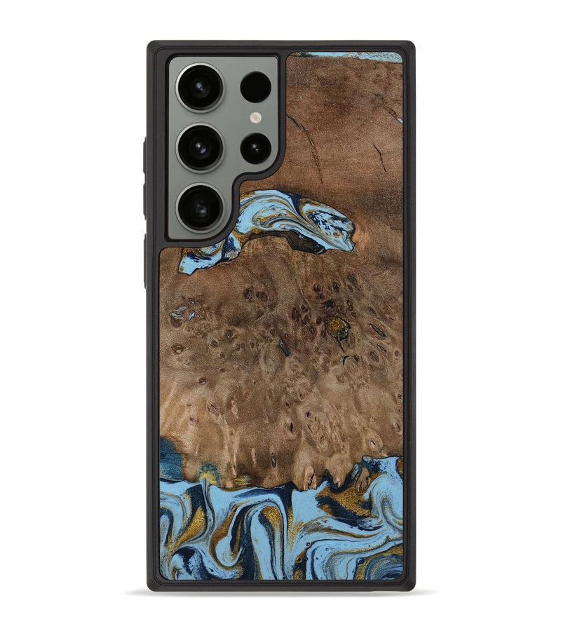 Galaxy S23 Ultra Wood Phone Case - Yamilex (Teal & Gold, 797326)