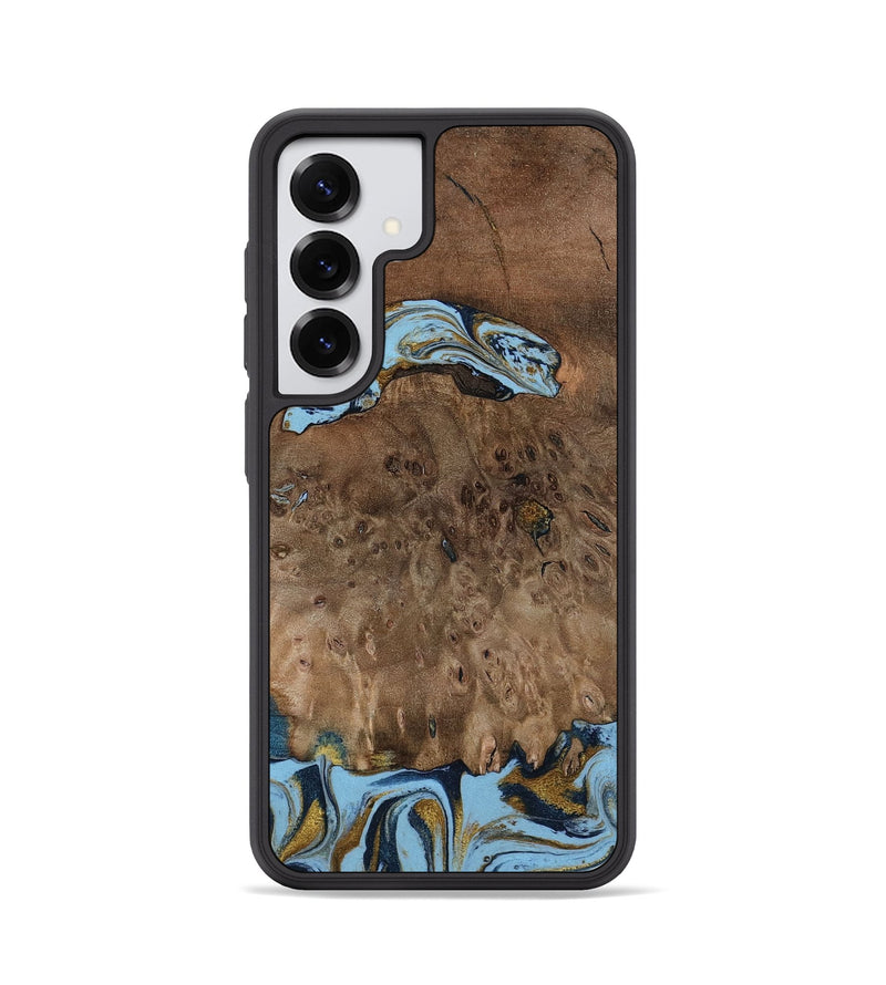 Galaxy S25 Wood Phone Case - Yamilex (Teal & Gold, 797326)