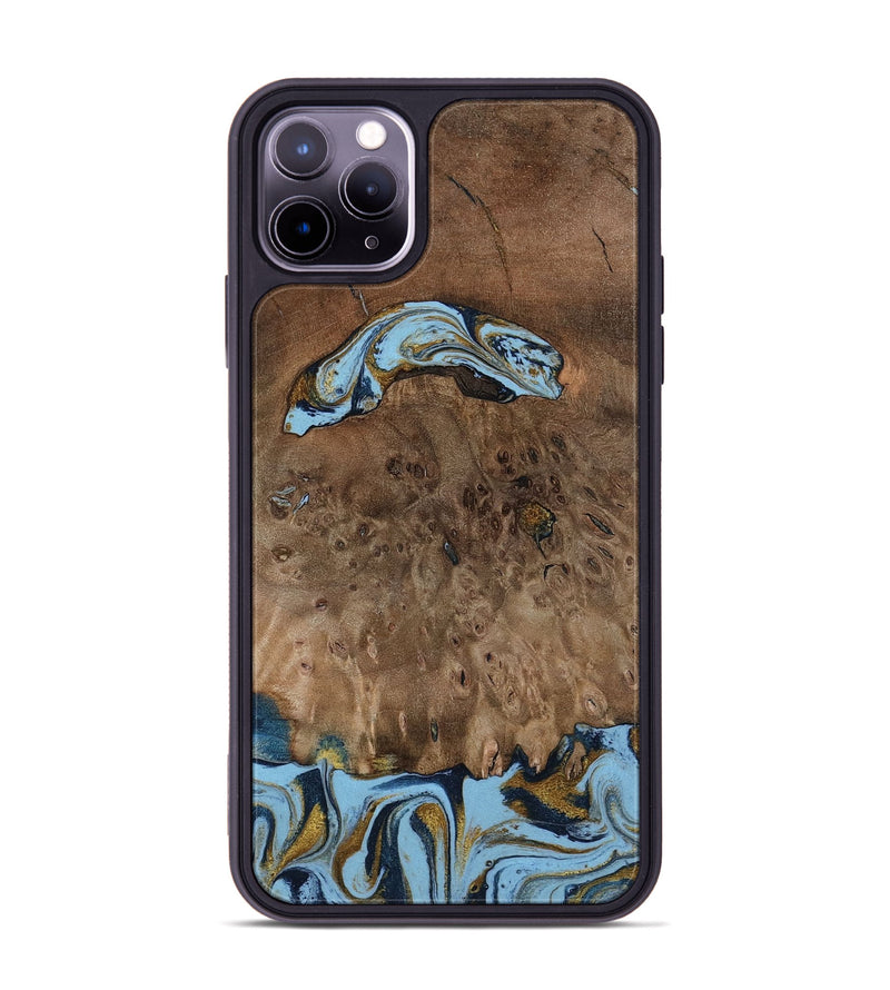iPhone 11 Pro Max Wood Phone Case - Yamilex (Teal & Gold, 797326)