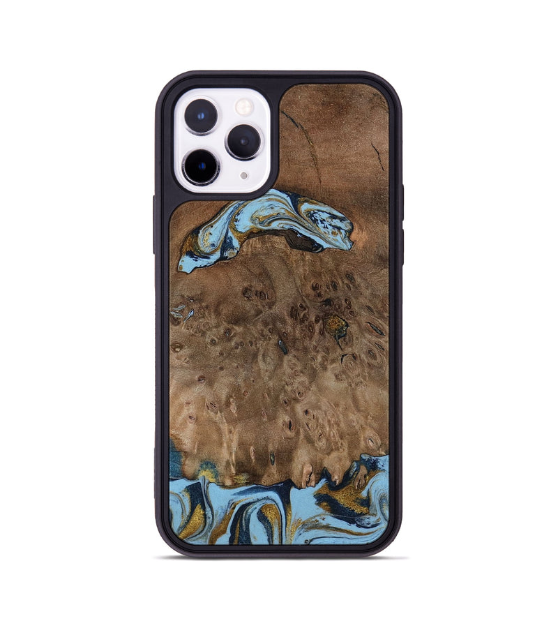 iPhone 11 Pro Wood Phone Case - Yamilex (Teal & Gold, 797326)