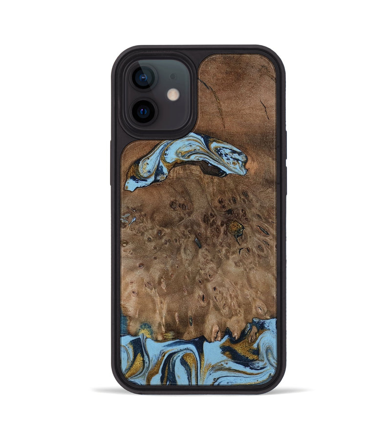 iPhone 12 Wood Phone Case - Yamilex (Teal & Gold, 797326)
