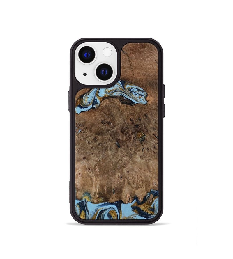 iPhone 13 mini Wood Phone Case - Yamilex (Teal & Gold, 797326)