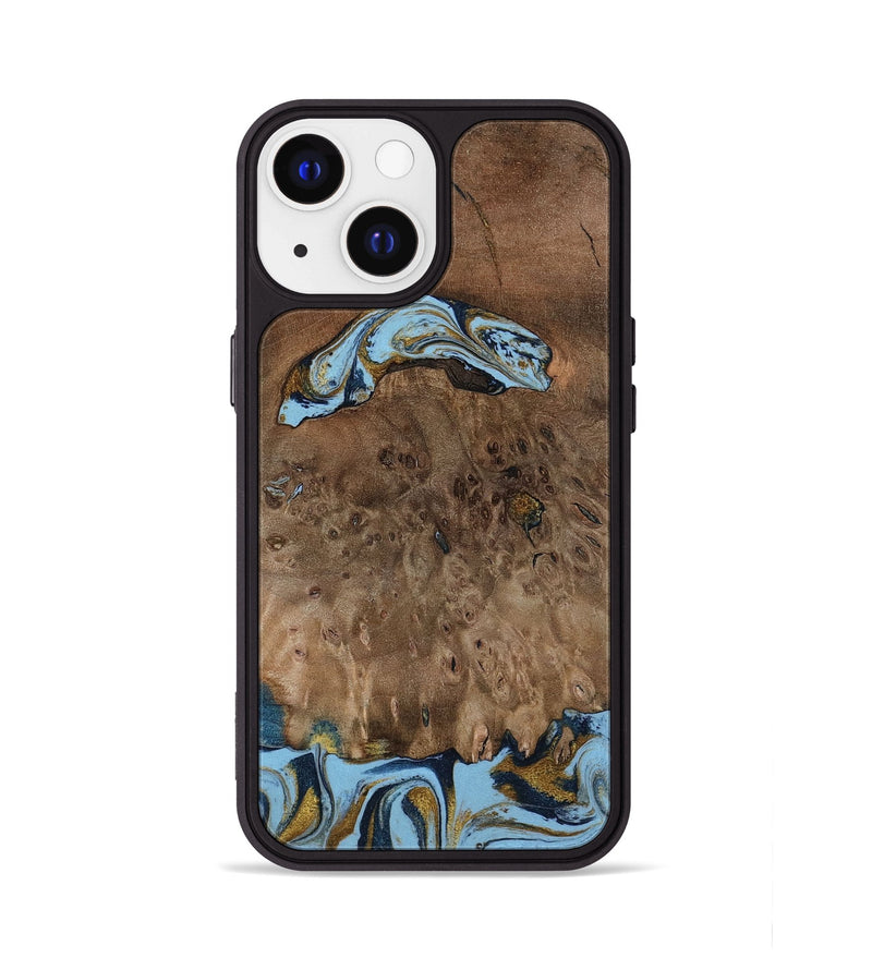 iPhone 13 Wood Phone Case - Yamilex (Teal & Gold, 797326)