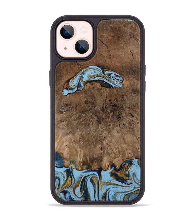 iPhone 14 Plus Wood Phone Case - Yamilex (Teal & Gold, 797326)