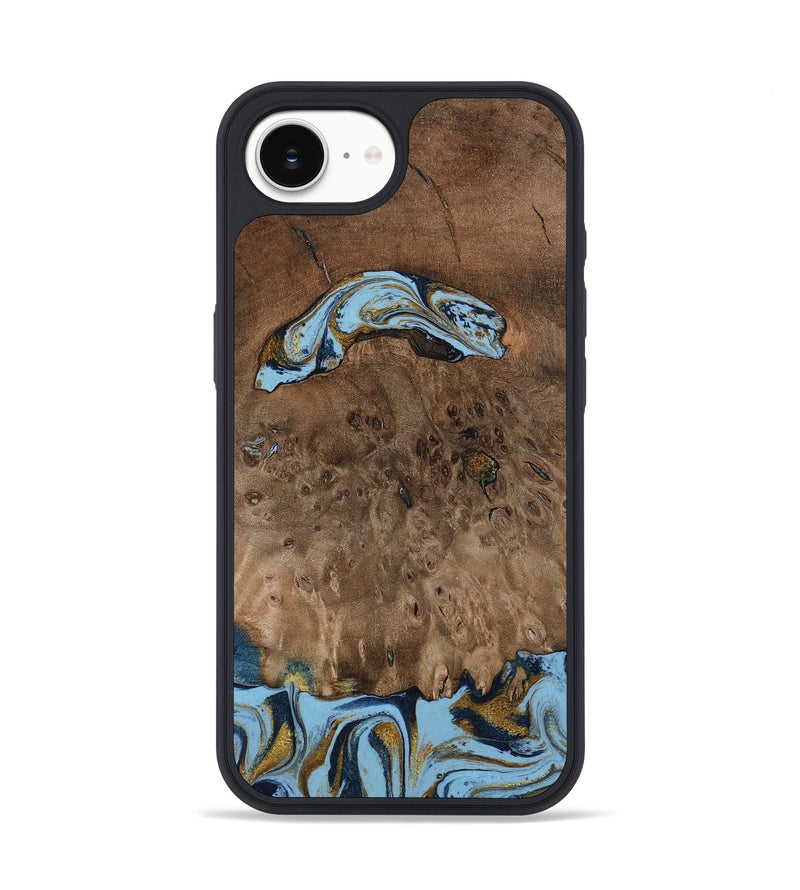 iPhone 16e Wood Phone Case - Yamilex (Teal & Gold, 797326)
