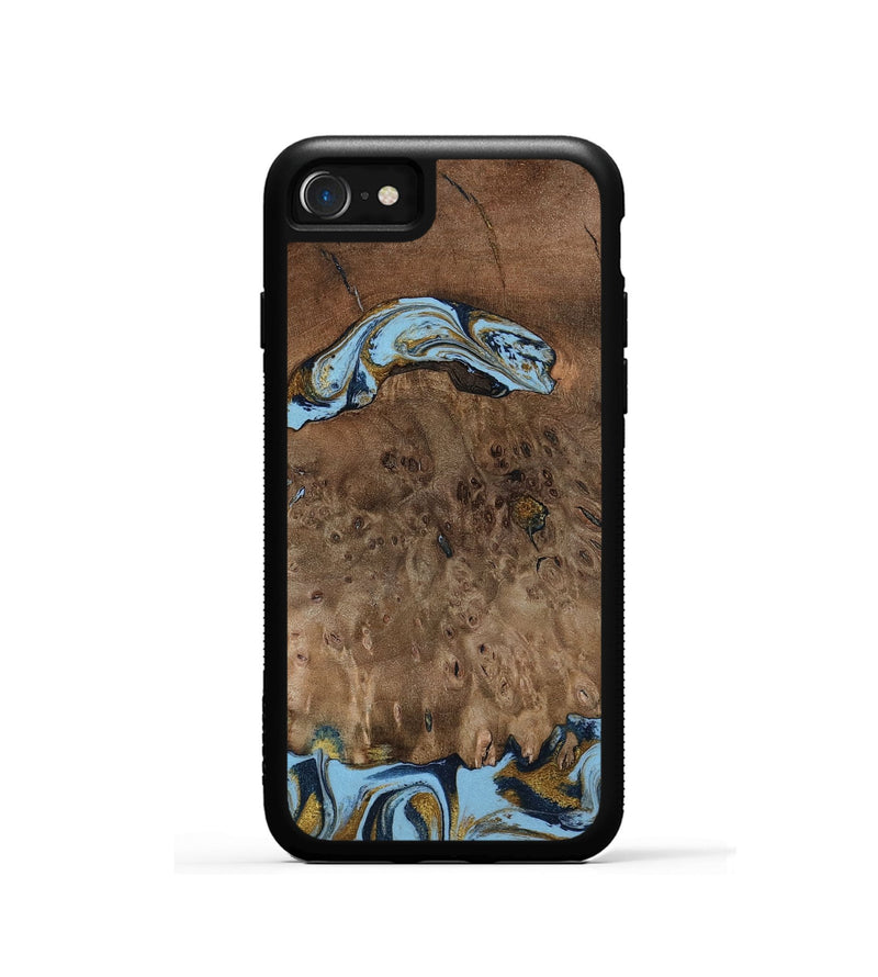 iPhone SE Wood Phone Case - Yamilex (Teal & Gold, 797326)
