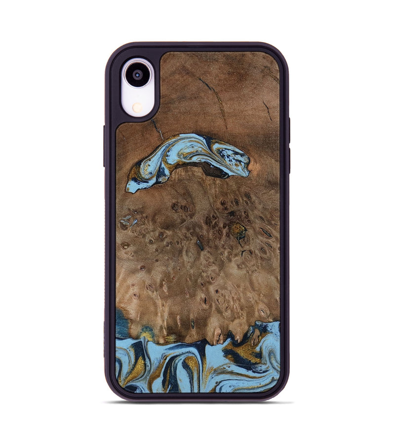 iPhone Xr Wood Phone Case - Yamilex (Teal & Gold, 797326)