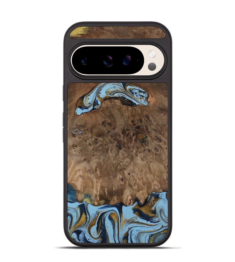 Pixel 10 Wood Phone Case - Yamilex (Teal & Gold, 797326)