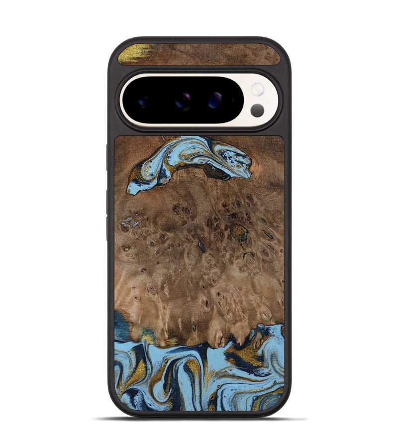 Pixel 9 Pro Wood Phone Case - Yamilex (Teal & Gold, 797326)