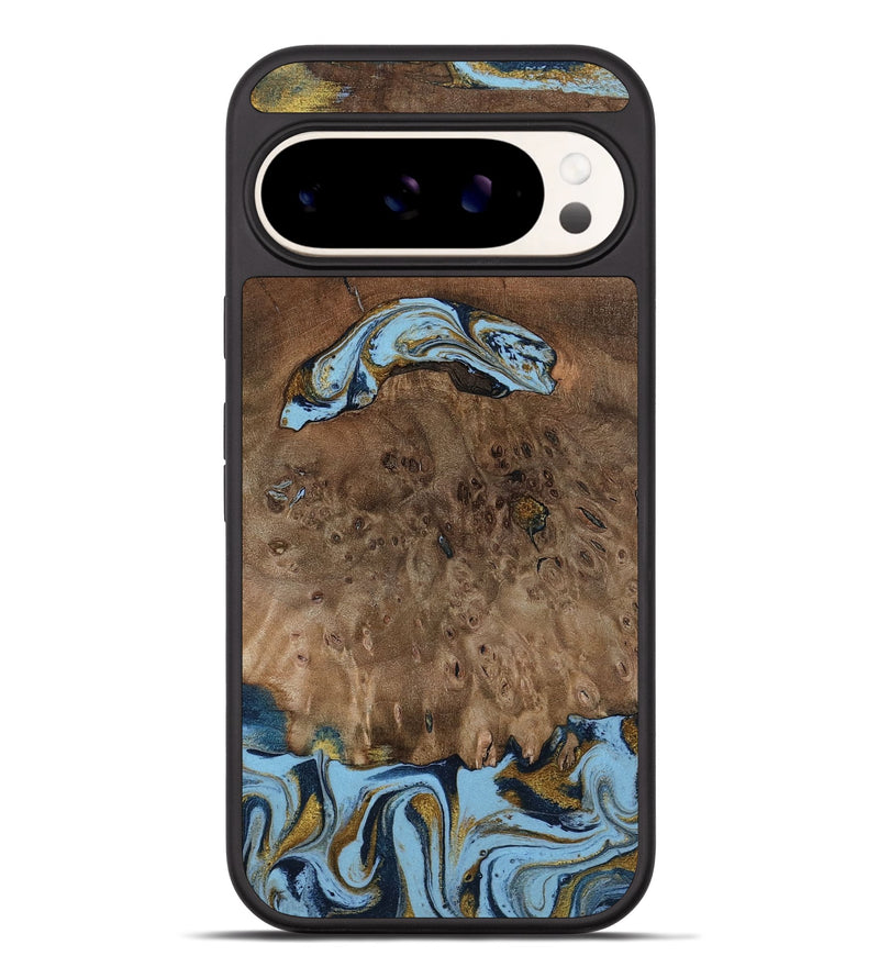 Pixel 9 Pro XL Wood Phone Case - Yamilex (Teal & Gold, 797326)
