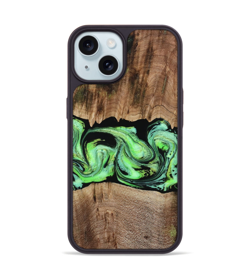 iPhone 15 Wood Phone Case - Nestor (Green, 797357)