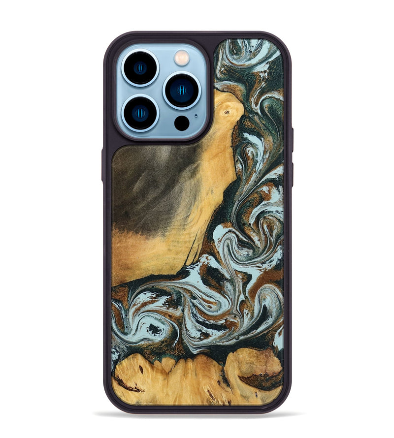 iPhone 14 Pro Max Wood Phone Case - Shaniya (Green, 797386)