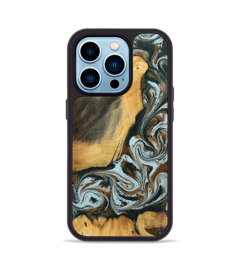iPhone 14 Pro Wood Phone Case - Shaniya (Green, 797386)