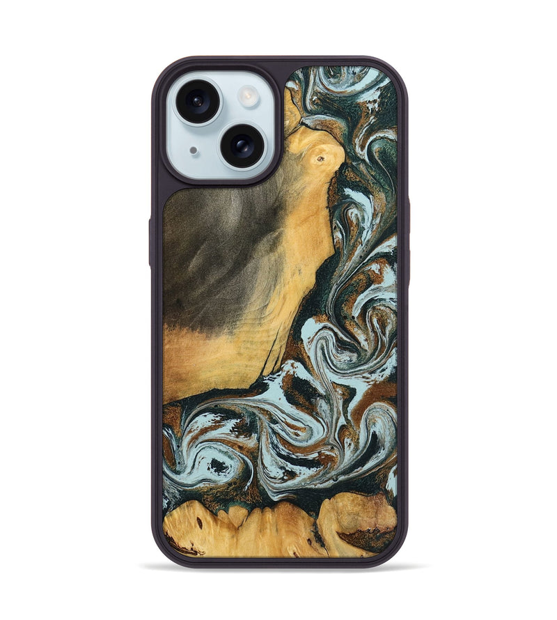 iPhone 15 Wood Phone Case - Shaniya (Green, 797386)