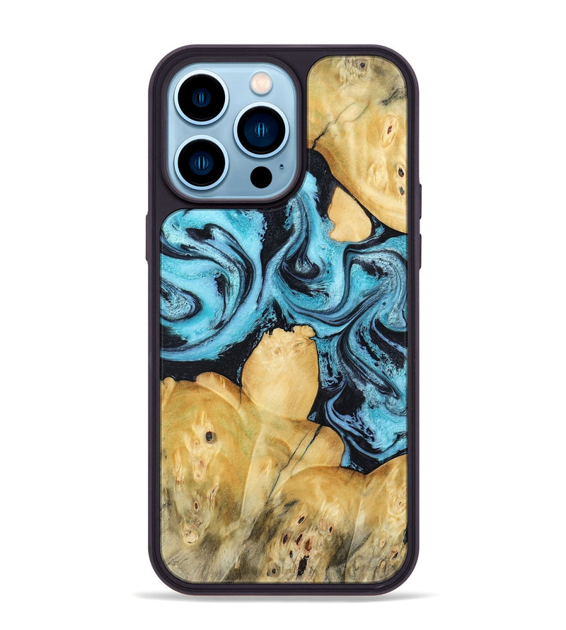 iPhone 14 Pro Max Wood Phone Case - Malaki (Blue, 797397)