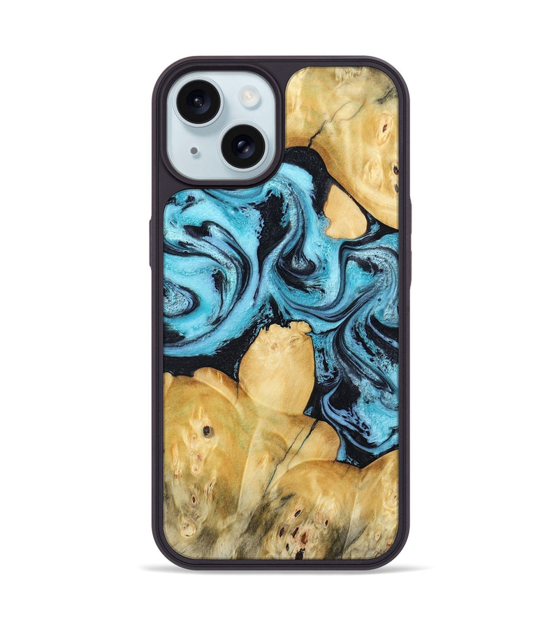 iPhone 15 Wood Phone Case - Malaki (Blue, 797397)