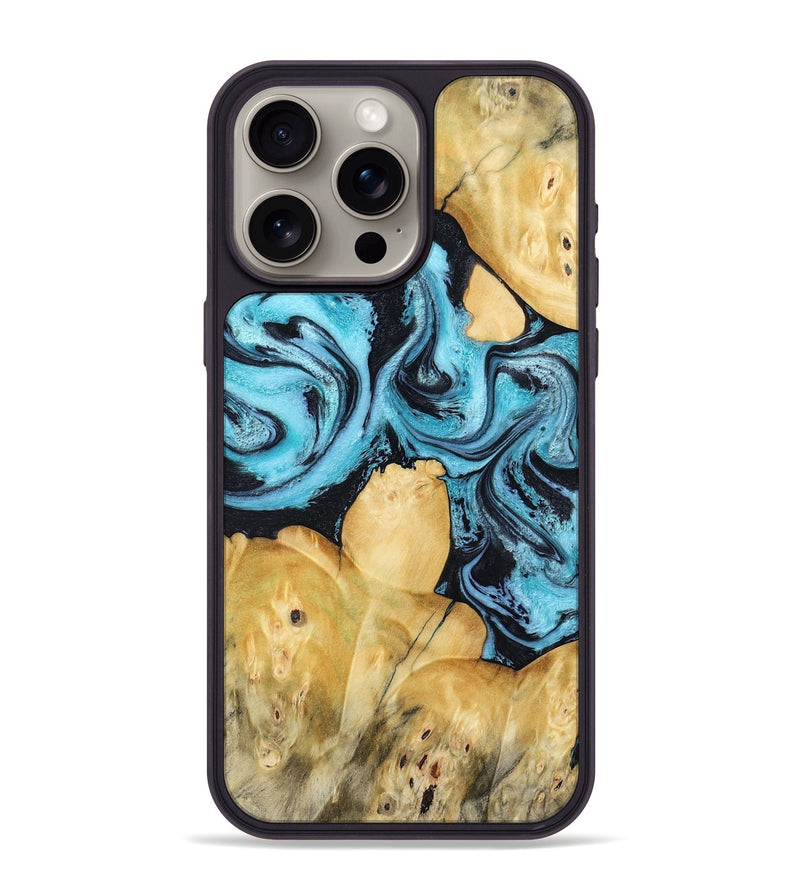 iPhone 15 Pro Max Wood Phone Case - Malaki (Blue, 797397)