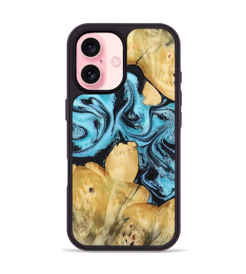 iPhone 16 Wood Phone Case - Malaki (Blue, 797397)