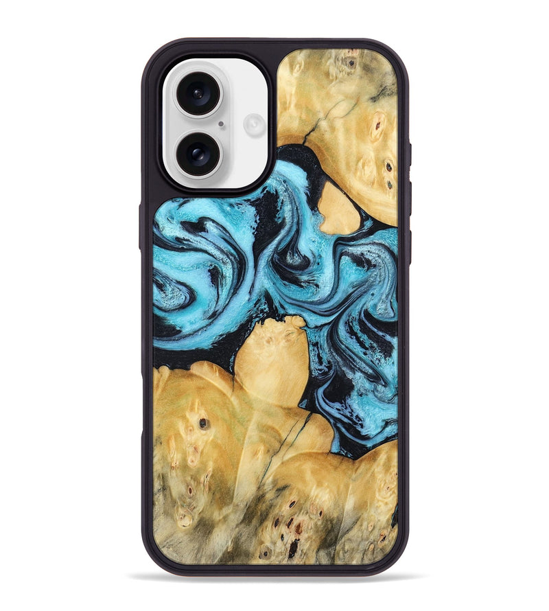 iPhone 16 Plus Wood Phone Case - Malaki (Blue, 797397)