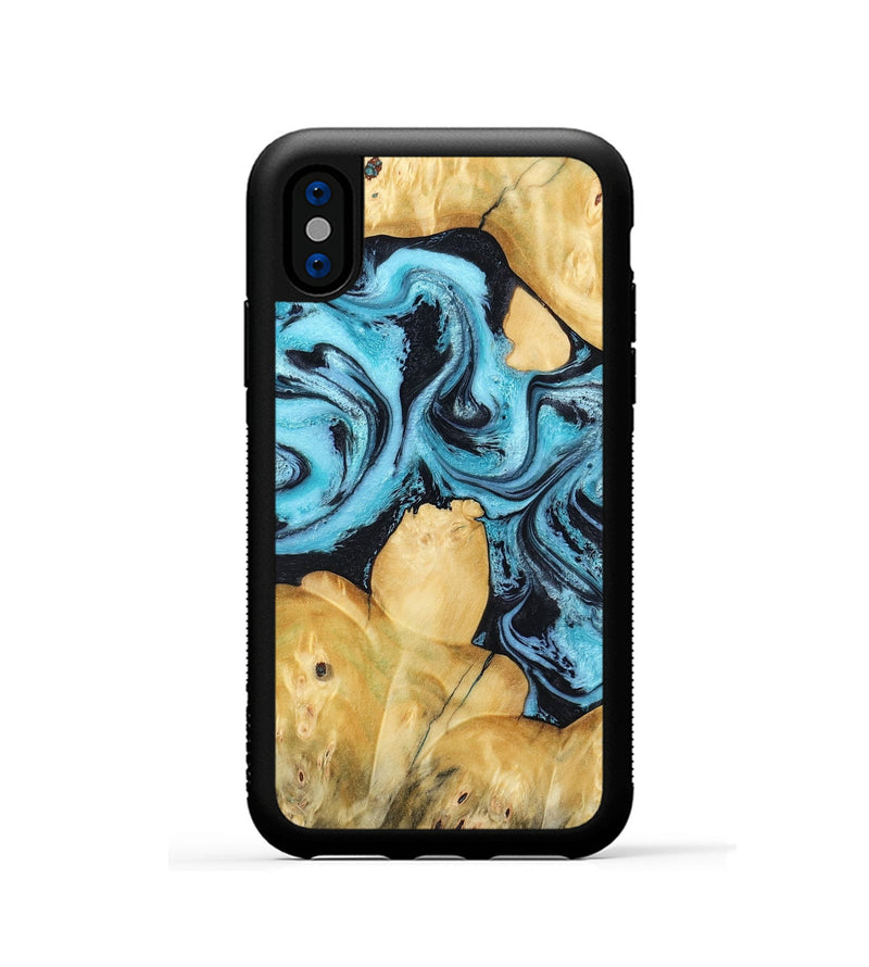 iPhone Xs Wood Phone Case - Malaki (Blue, 797397)